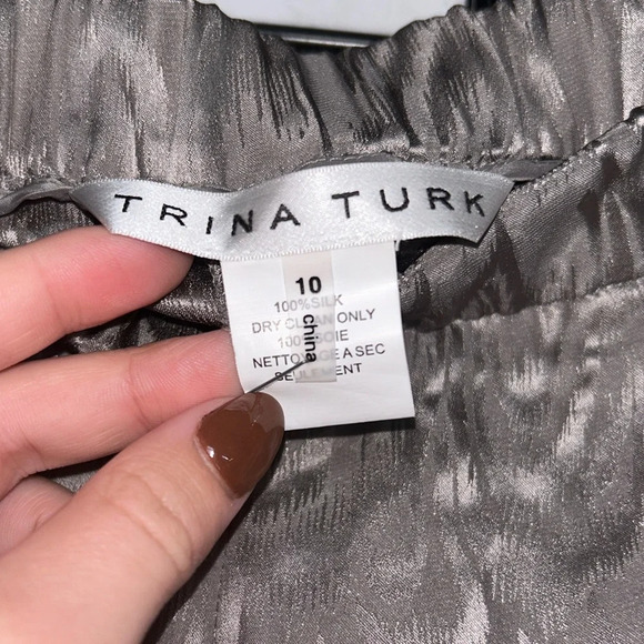Trina Turk Printed Silk Grey Dress Business Casual Pants - Picture 2 of 2